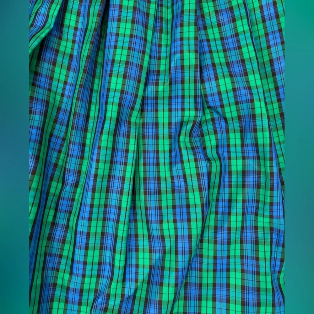VTG MIDI Skirt Womens Sz 4 Blur Green Plaid Christmas Holiday Party